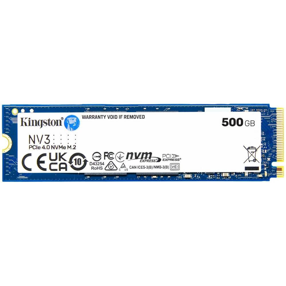 SSD KINGSTON NV3 500Гб (SNV3S/500G) M.2(22x80mm), NVMe, PCIe 4.0 x4, 3D TLC, R/W 5000/3000MB/s, TBW 160