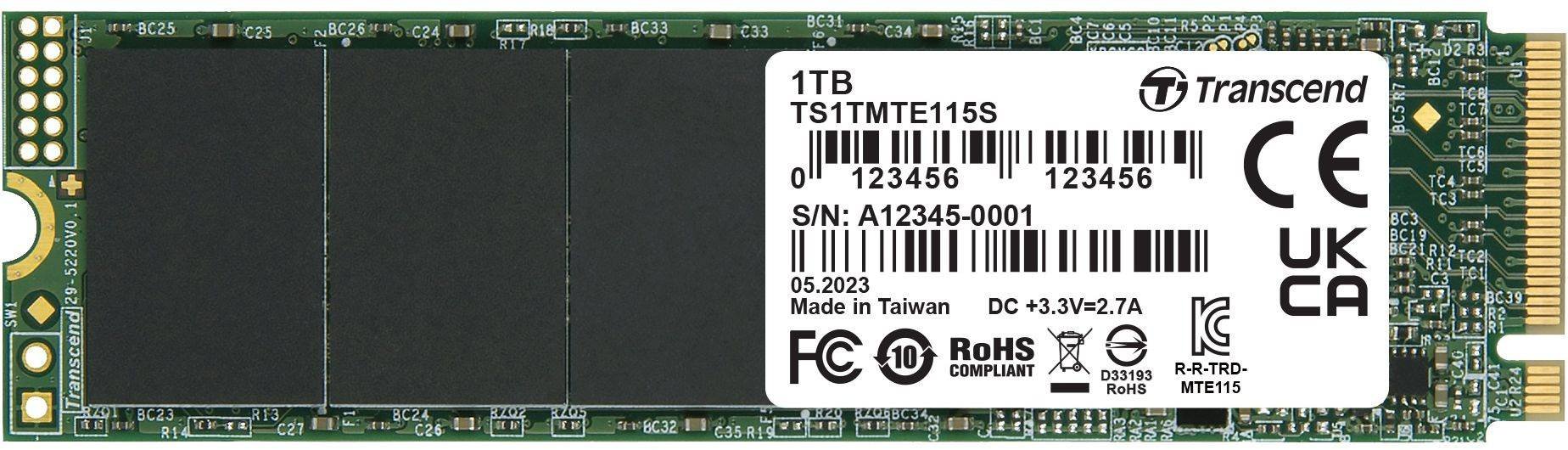 SSD Transcend 115S TS1TMTE115S PCI-E 3.0 x4 1Tb M.2 2280 0.2 DWPD