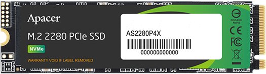 SSD Apacer AS2280P4X (AP256GAS2280P4X-1) 256Gb M.2 2280 PCIe Gen3x4, R2100/W1700 Mb/s, 3D Nand, MTBF 1.8M, NVMe, 100TBW, Retail