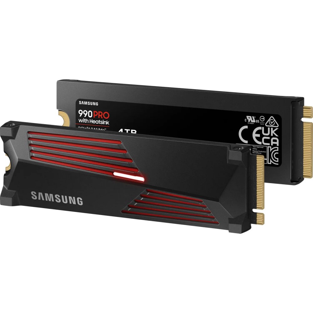 SSD Samsung 990 Pro Series (MZ-V9P4T0CW) M.2 4.0Tb (PCI-E 4.0 x4 , up to 7450/6900MBs, 3D TLC, NVMe 2.0, DDR4 4096Mb, 2400TBW, 22х80mm, heatsink)