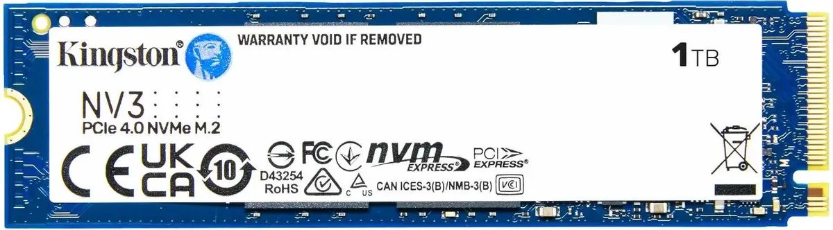 SSD KINGSTON NV3 1Тб (SNV3S/1000G) M.2(22x80mm), NVMe, PCIe 4.0 x4, 3D TLC