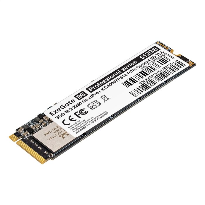 SSD Exegate NextPro+ KC4000TP512 (EX297592RUS) M.2 2280 512GB (PCIe Gen4x4, NVMe, 22x80mm, 3D TLC)
