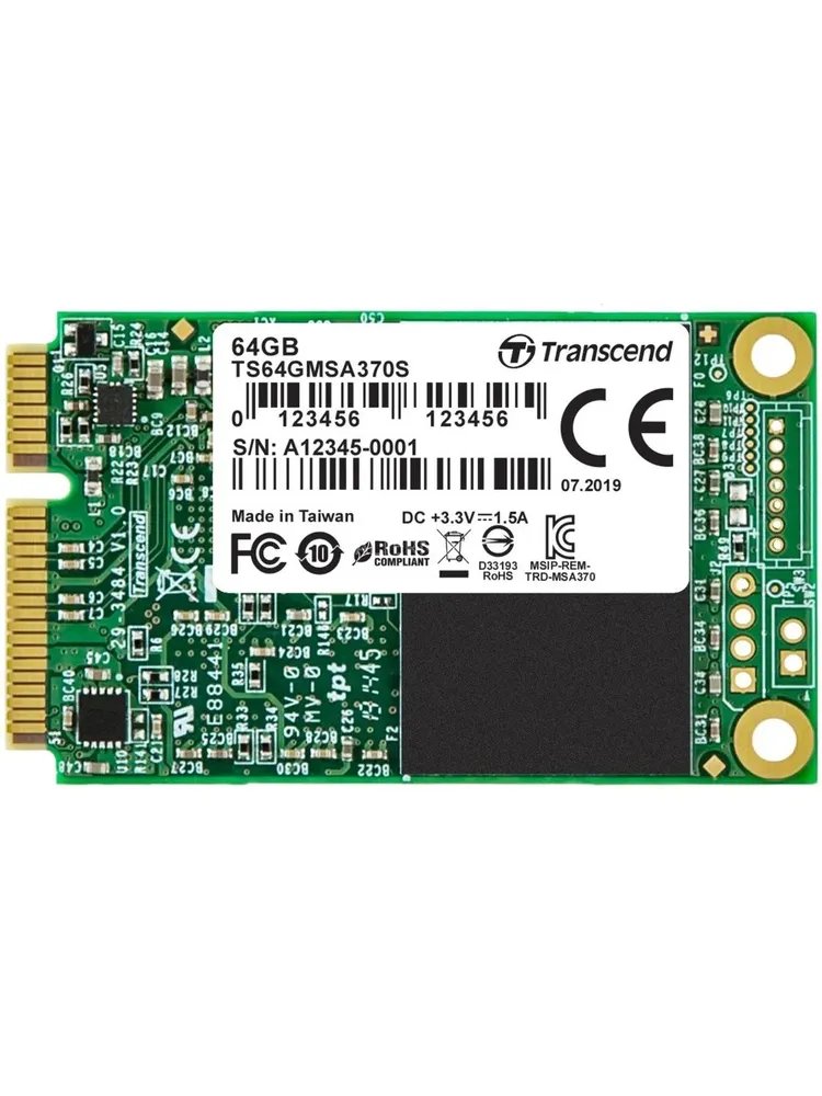 SSD Transcend MSA370S 64 Гб, mSATA SATA III MLC, темп. режим от 0℃ до +70℃