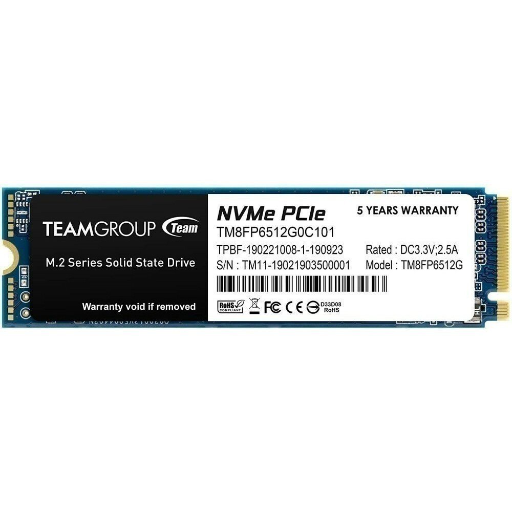 SSD Team Group MP33 (TM8FP6512G0C101) M.2 2280 512GB, PCIe Gen3x4 with NVMe, 1700/1400, IOPS 220/200K