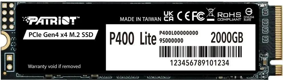 SSD Patriot P400 P400LP2KGM28H 2ТБ, M.2 2280, PCIe 4.0 x4