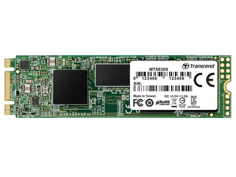 SSD M.2 256GB SATA3 Transcend MTS830S, box (TS256GMTS830S) (2280, 3D TLC, R/W: up to 530/400MB/s, 4KB write up to 45000 IOPS, 140 TBW, MTBF: 2 млн. часов)