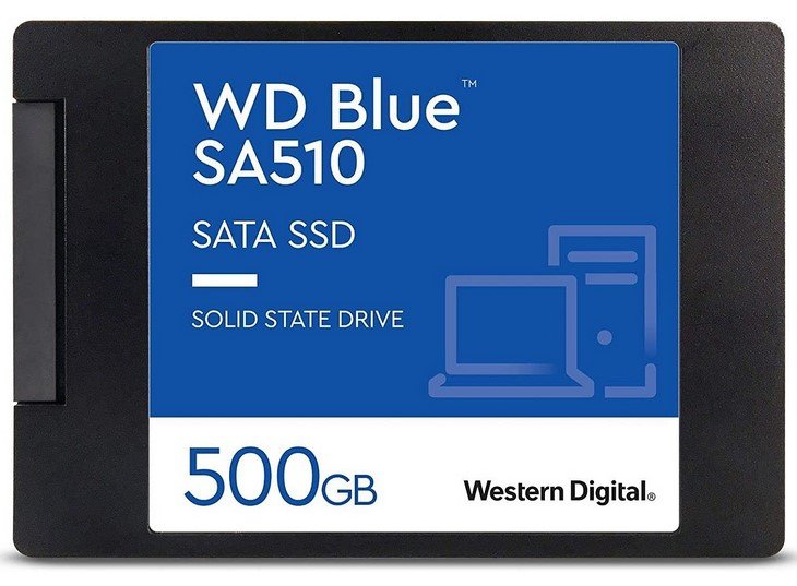 SSD WD Blue SA510 (WDS500G3B0A) 500GB, 2.5" 7mm, SATA3, R/W 560/510MB/s, IOPs 90 000/82 000, TBW 200, DWPD 0.2