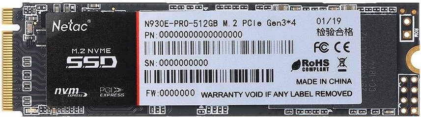 SSD Netac N930E Pro 512GB (NT01N930E-512G-E4X) NVMe M.2 PCI-e3.0
