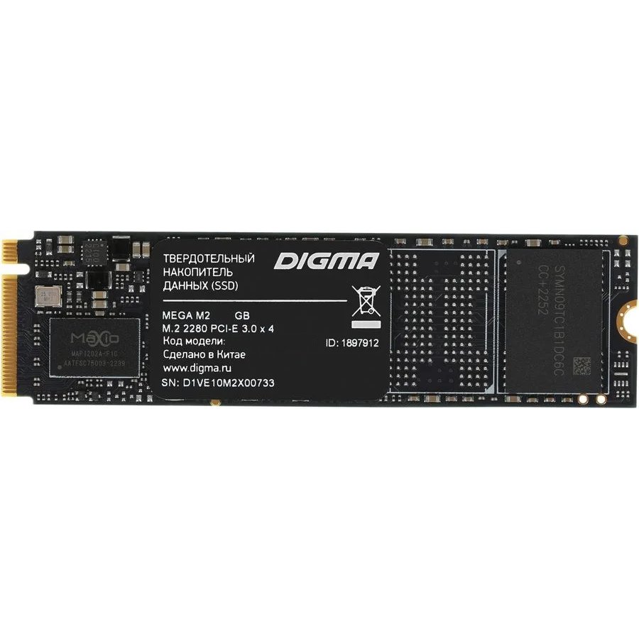 SSD Digma Mega M2 (DGSM3512GM23T) PCI-E 3.0 x4 512Gb M.2 2280