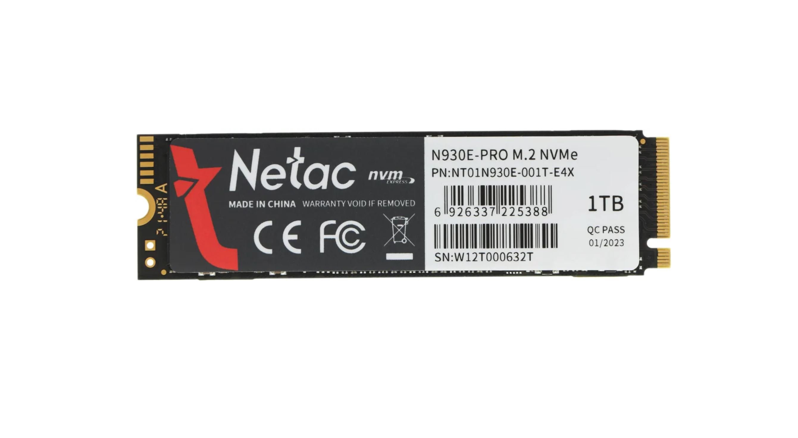 SSD Netac N930E Pro 1Tb (NT01N930E-001T-E4X) M.2 2280 NVMe PCIe