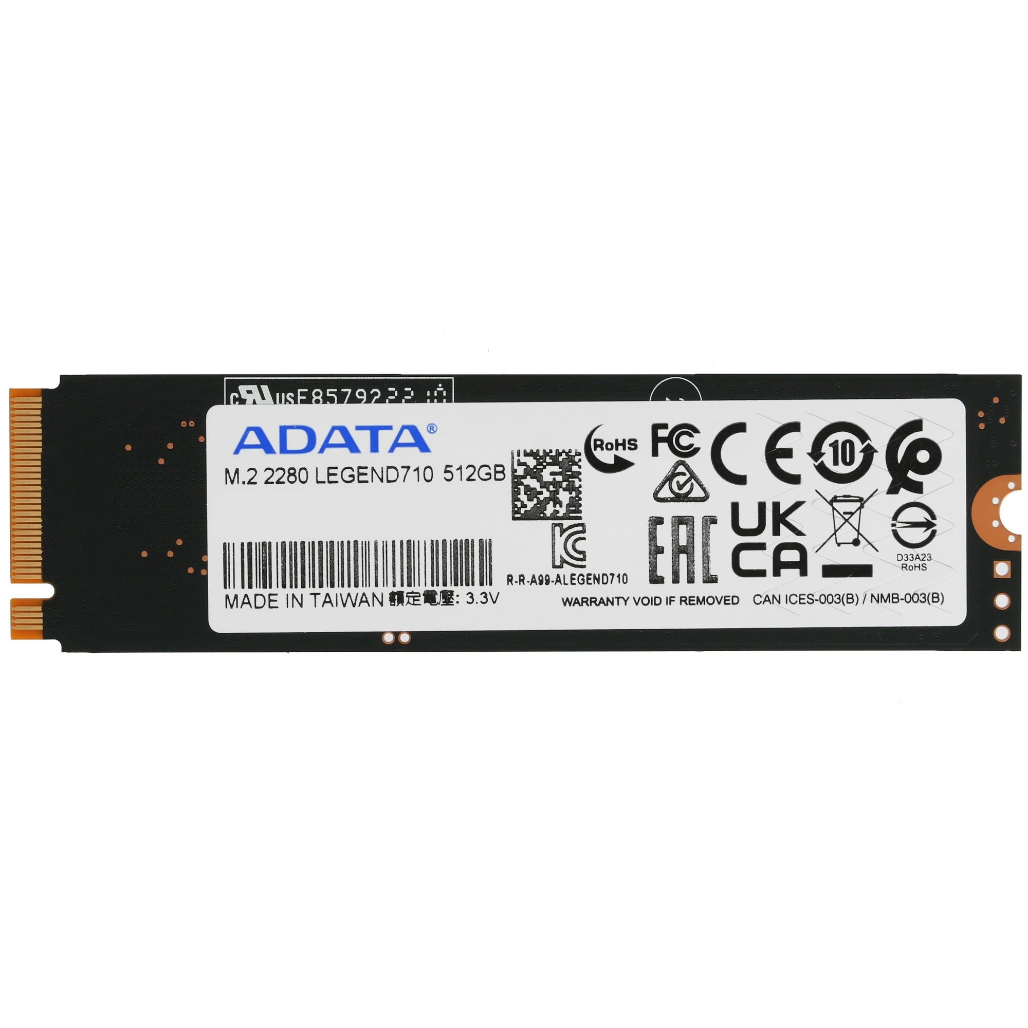 Внутренний SSD  A-Data   512GB  Legend 710, PCIe 3x4, R/W - 2400/1000 MB/s, (M.2), 2280, 3D TLC