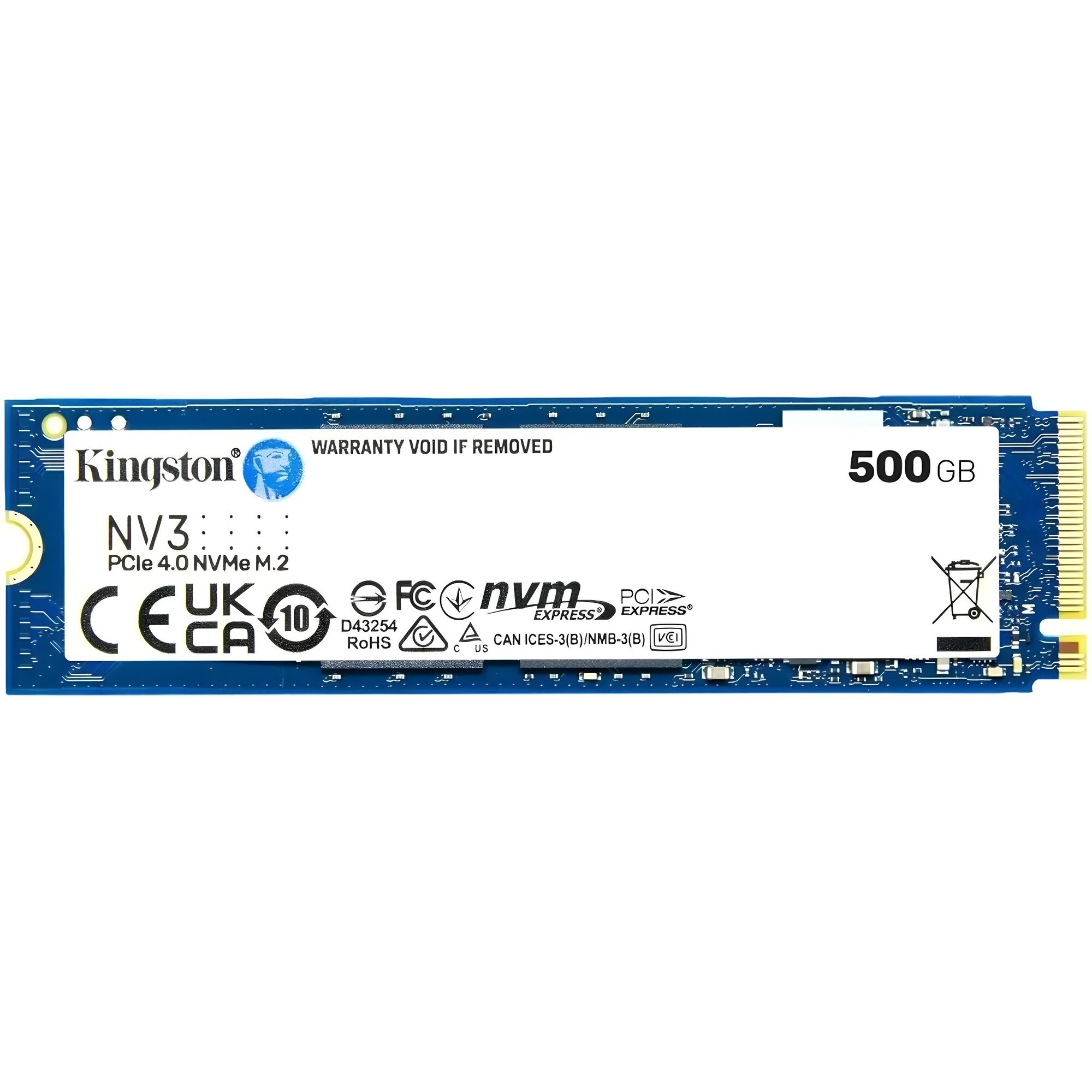 Внутренний SSD  Kingston    500GB  NV3 PCIe x4, R/W - 5000/3000 MB/s, (M.2), 2280, 3D NAND