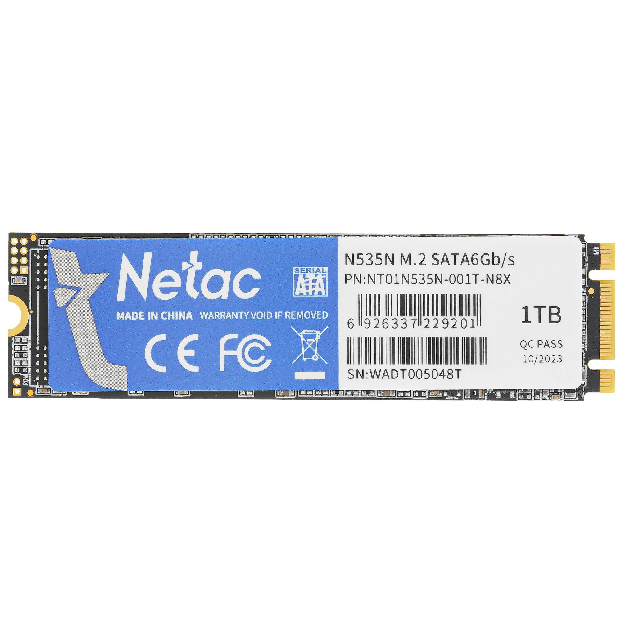 Внутренний SSD  Netac 1TB  N535N, SATA-III, R/W - 560/520 MB/s, (M.2), 2280 3D NAND