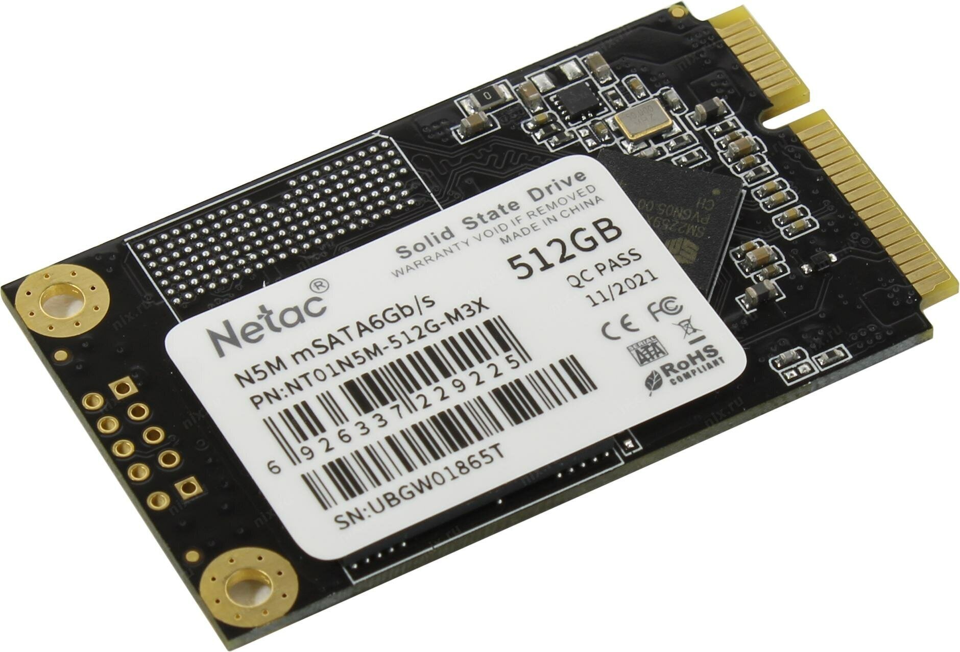 Внутренний SSD  Netac  512GB  N5M, mSata (mini SATA), R/W - 540/490 MB/s, 3D NAND