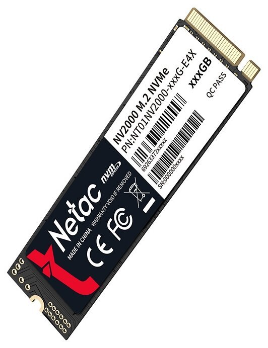 Внутренний SSD  Netac  256GB  NV2000, PCIe x4, R/W - 2500/1000 MB/s, (M.2), 2280, TLC 3D NAND