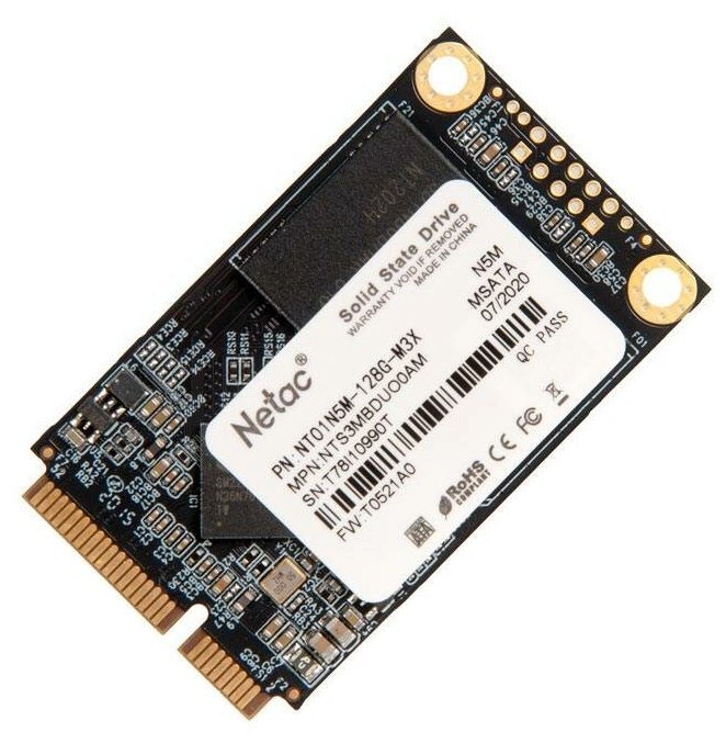 Внутренний SSD  Netac  128GB  N5M, mSata (mini SATA), SATA-III, R/W - 510/440 MB/s, 3D NAND