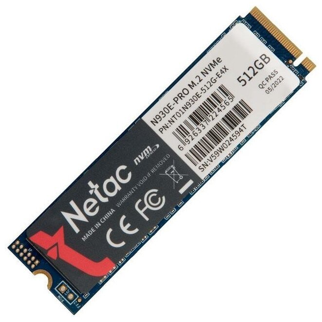 Внутренний SSD  Netac  512GB  N930E  Pro, PCIe x4, R/W - 2080/1700 MB/s, (M.2), 2280, TLC 3D NAND