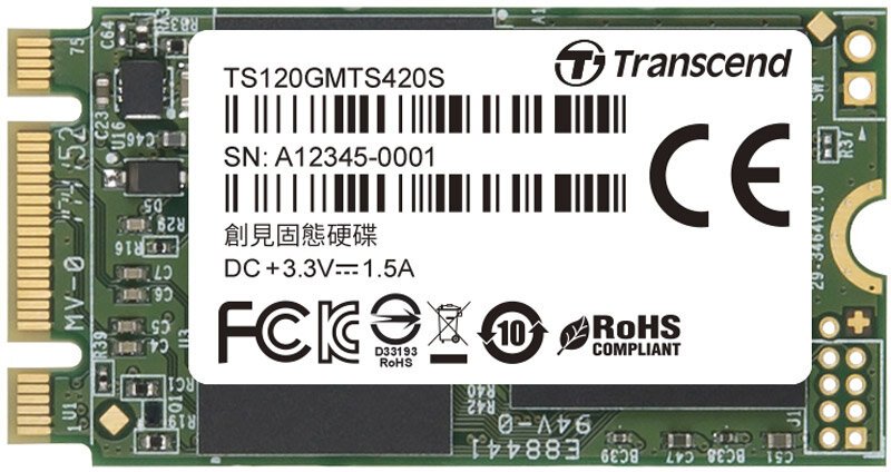 Внутренний SSD  Transcend  120GB  MTS420, SATA-III R/W - 500/560 MB/s, (M.2), 2242, 3D NAND