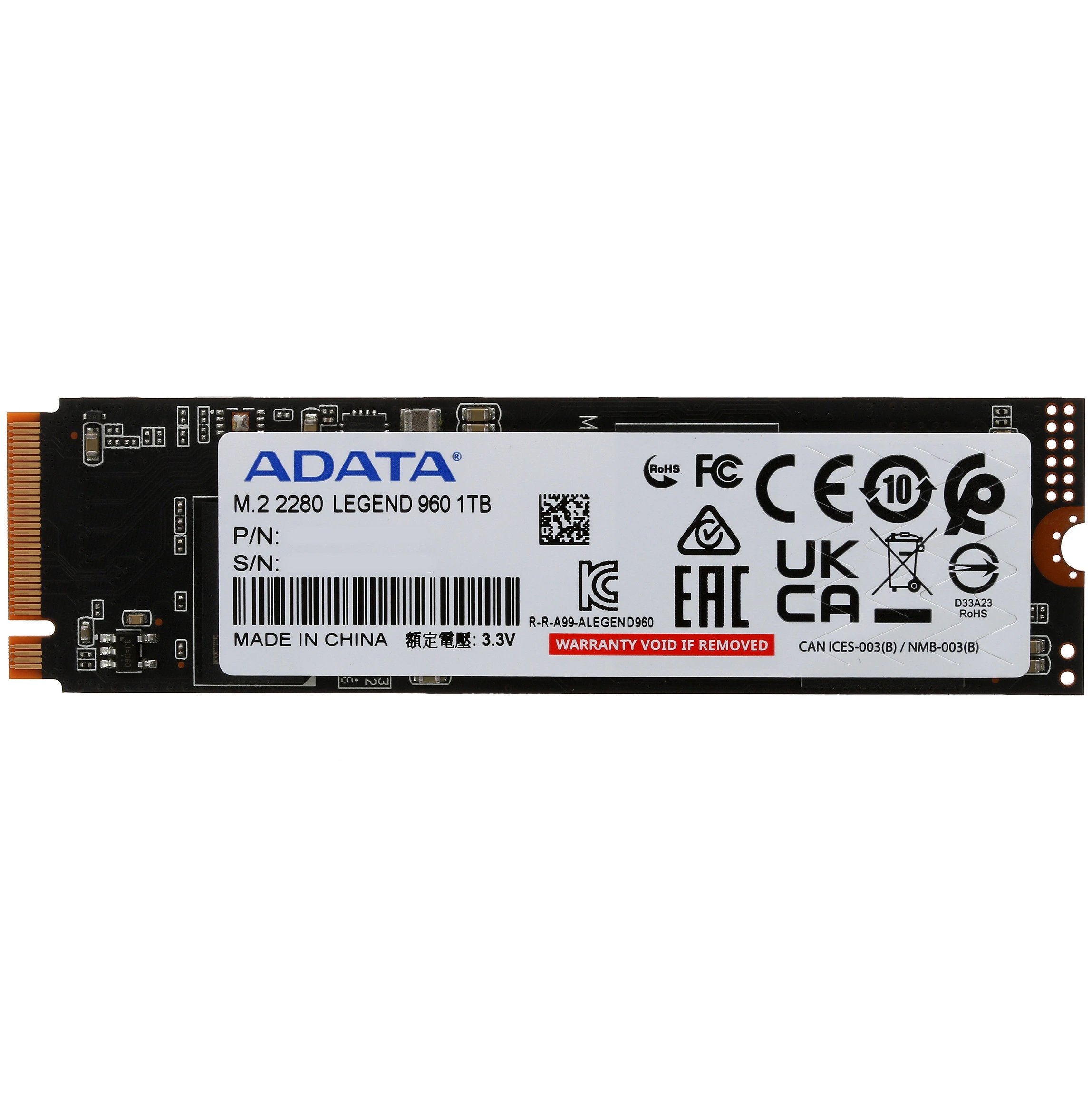 Внутренний SSD  A-Data  1TB  Legend 960 Max, PCIe 4x4, R/W - 7400/6000 MB/s, (M.2), 2280, 3D TLC