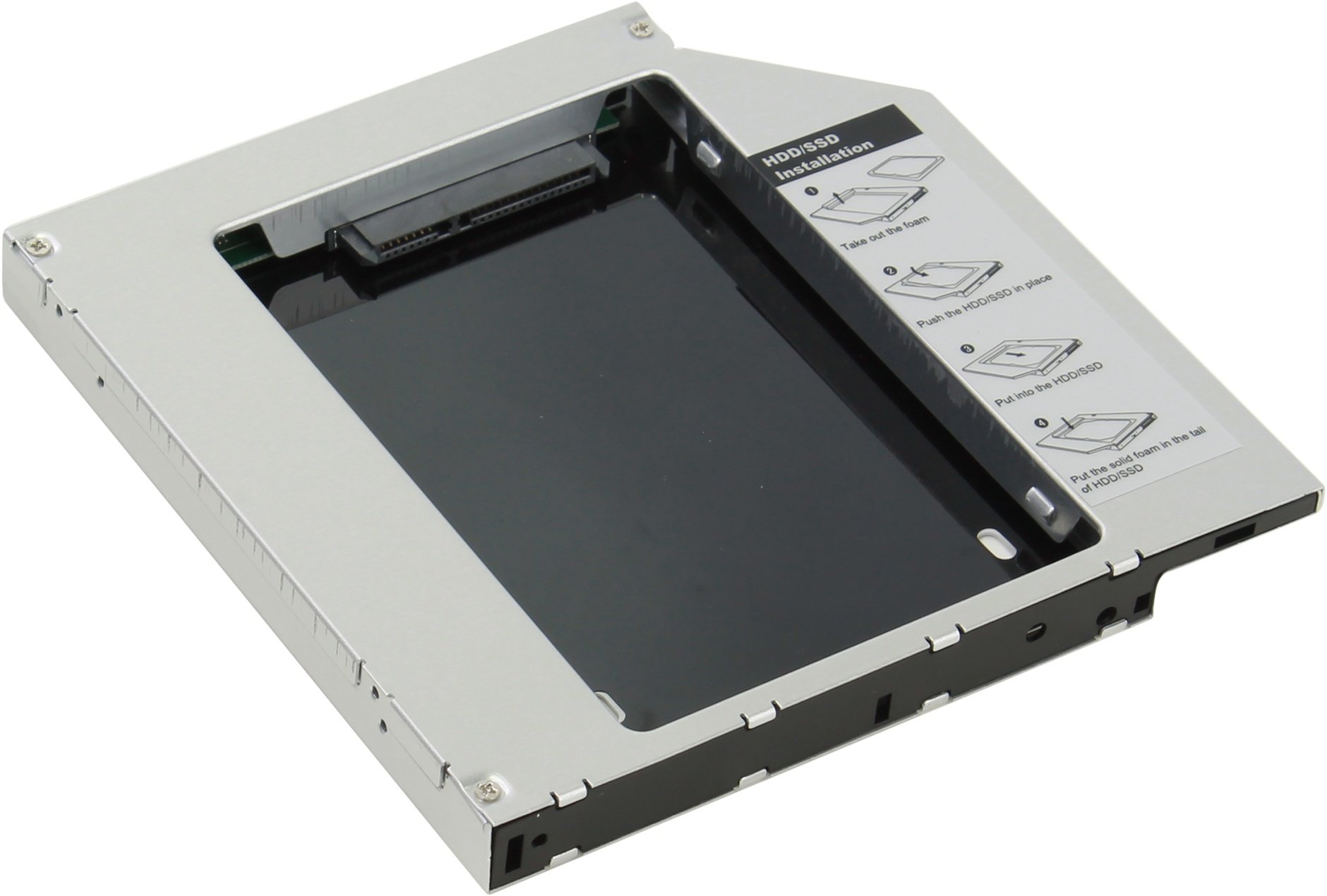 Шасси для HDD/SSD 2.5" 7.0-9.5 mm Sata (7+15 pin) в отсек 5.25" ODD Slim ноутбука 12.7 mm, внешний интерфейс SlimSata (7+6 pin), Agestar SSMR2S