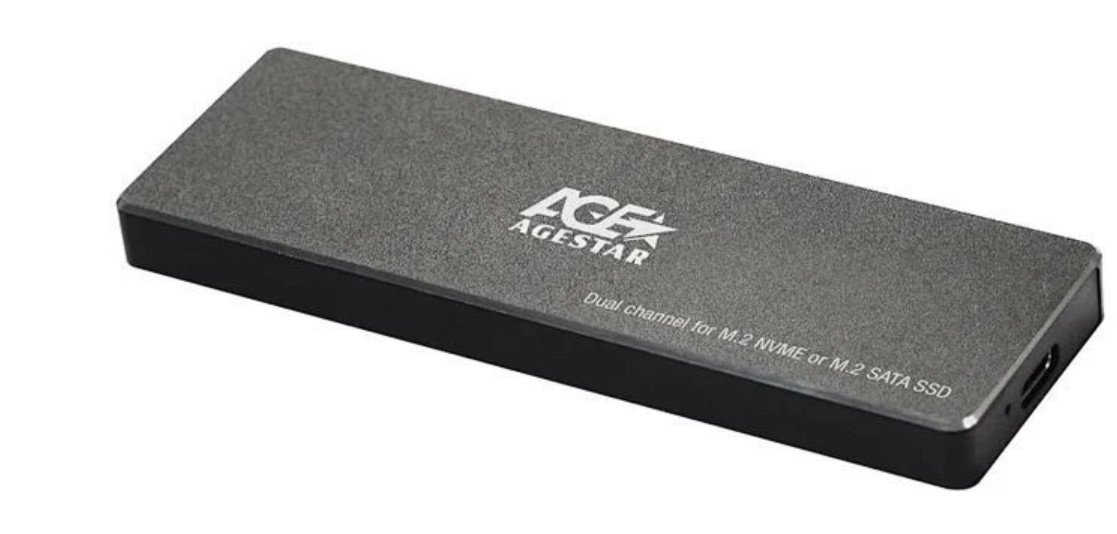Внешний корпус SSD AgeStar 31UBVS6C NVMe/SATA USB3.0 алюминий черный M2 2280 B/M-key