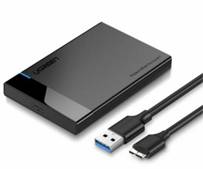 Внешний корпус для HDD UGREEN US221 30848 2.5 Inch Hard Drive Box with Micro-B to USB-A 3.0 Cable Black