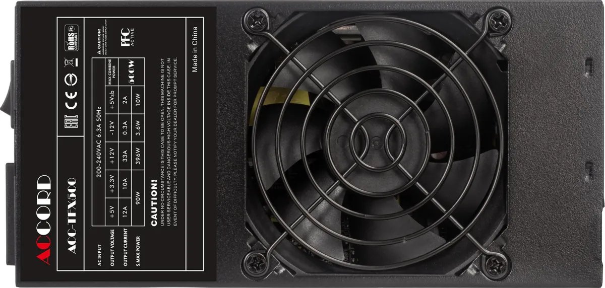 Блок питания Accord ACC-TFX500, 80 Plus White TFX 500W (20+4pin) APFC 80mm fan 3xSATA RTL