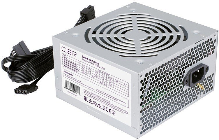 Блок питания CBR PSU-ATX450-12EC ATX, 450W, 20+4pin/1*4pin/1*IDE/2*SATA, 12cm fan
