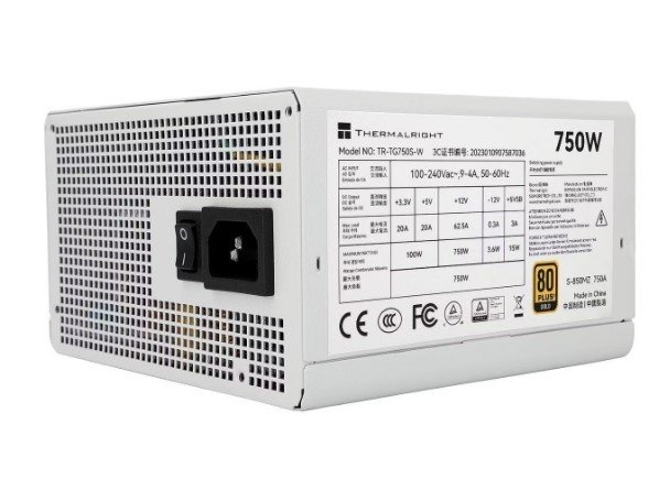 Блок питания Thermalright TR-TG750S-W 750W 80+ Gold (ATX, 3.0, PCIe 5.0, Non-modular, 1x24(20+4)pin, 1xCPU 8(4+4)pin)