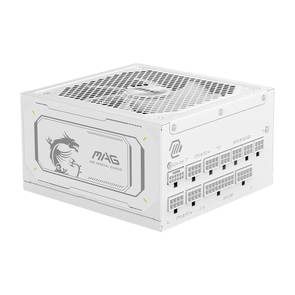 Блок питания MSI Mag A1000GL PCIE5 White (306-7ZP9B51-CE0) 1000W, 80+ Gold, полностью модульный, ATX 3.1, PCIE5.1, Белый, RTL