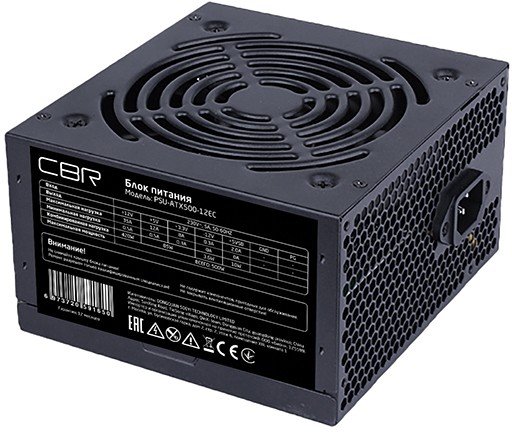 Блок питания CBR PSU-ATX500-12EC ATX, 500W, 20+4pin/1*4+4pin/1*6pin/2*IDE/4*SATA, 12cm fan, black