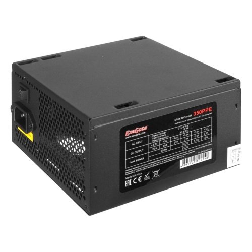 Блок питания Exegate EX260637RUS 350PPE 350W, ATX, black, APFC, 12cm, 24p+4p, PCI-E, 5xSATA, 3xIDE, FDD