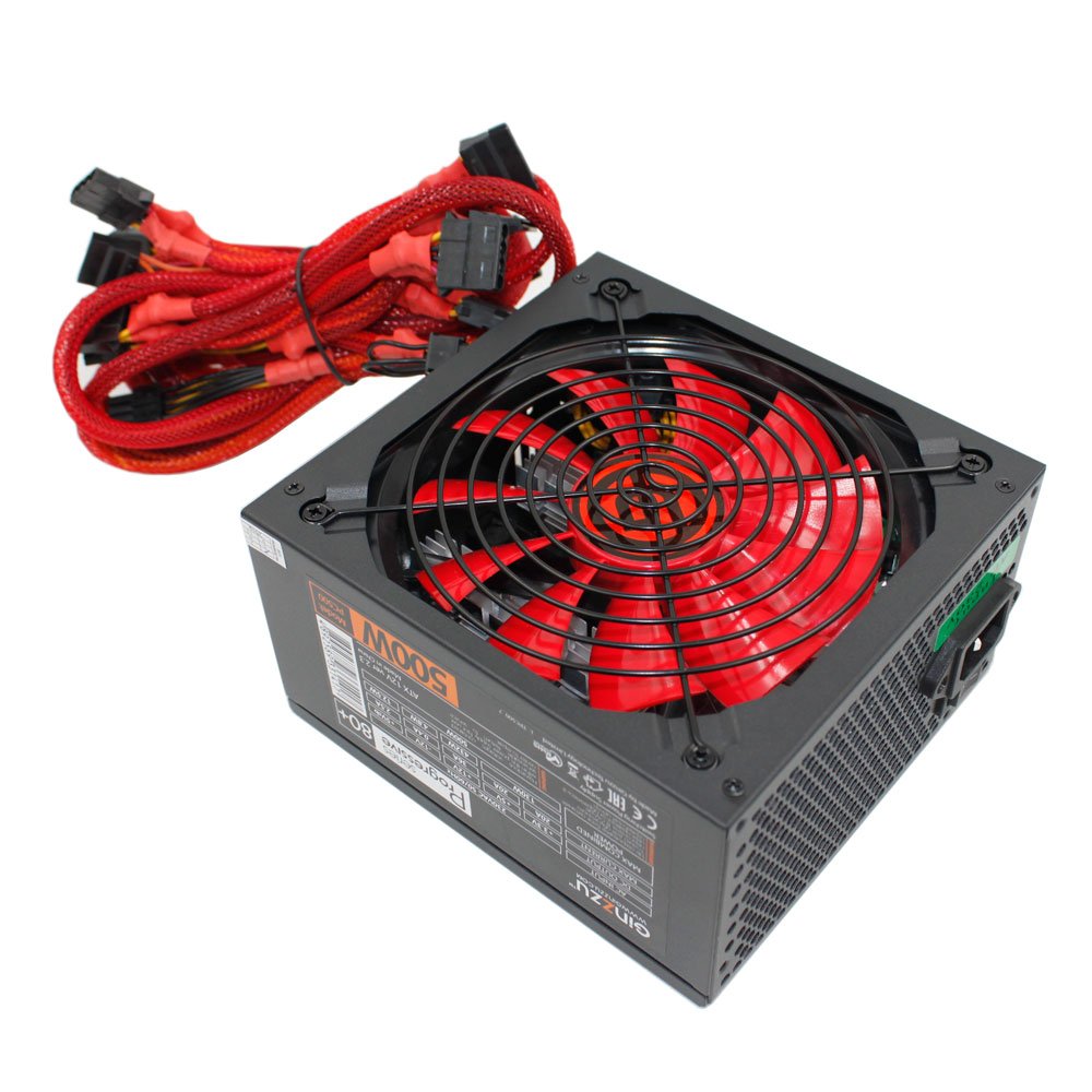 Блок питания Ginzzu PC500 14CM(Red) 80+ black