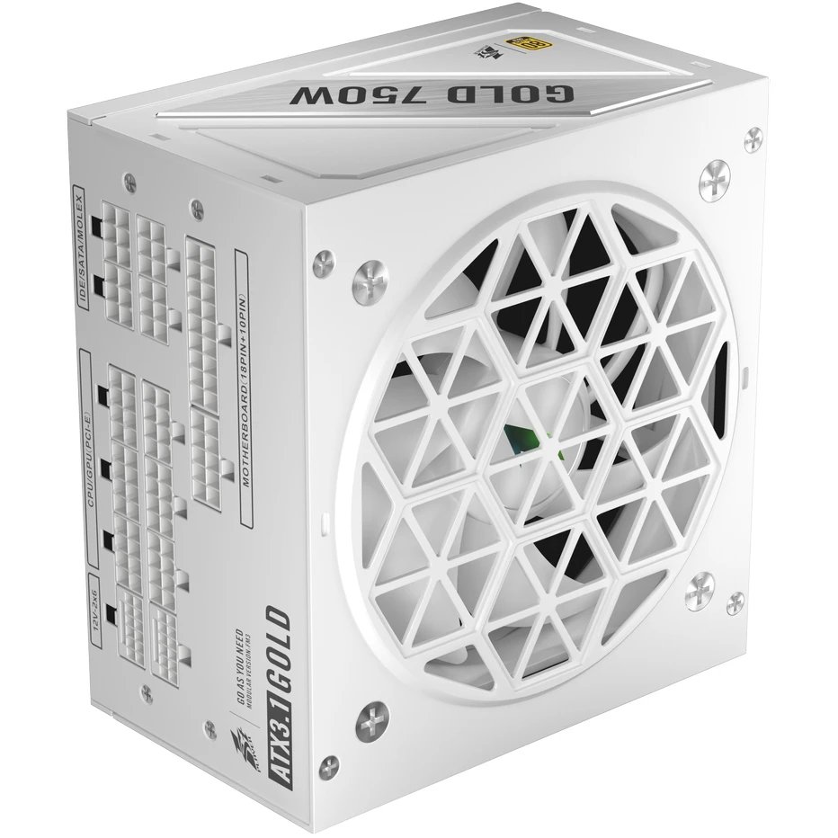 Блок питания 1STPLAYER NGDP Gold 750W White (HA-750BA4-WH) /ATX 3.1, APFC, 80 Plus Gold, LLC+DC-DC, full Japan solid-state caps, 120mm fan, full mod