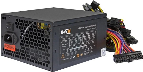 Блок питания BOXIT JM-A700w black 700W (ATX, APFC, 20+4P, 2xPCIe 6+2P, 120mm fan)