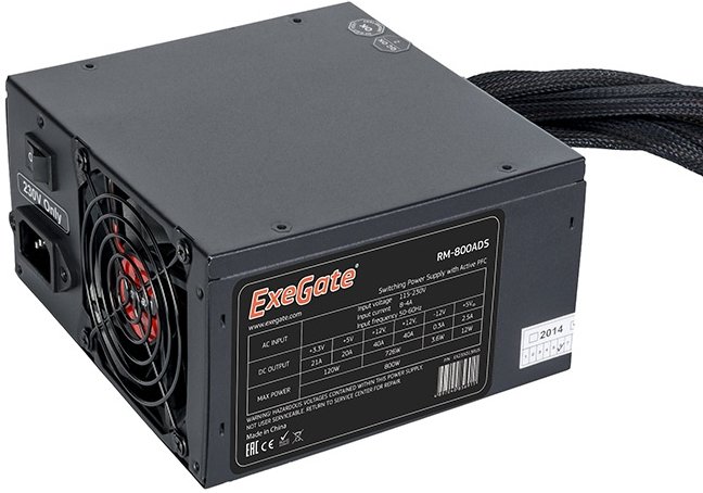Блок питания Exegate EX235013RUS 800W Exegate <RM-800ADS>/ (Server) PRO,APFC OEM,2x8cm fan, 20+4pin/(4+4)pin+(4+4)pin , 2xPCI-E , 9xSATA