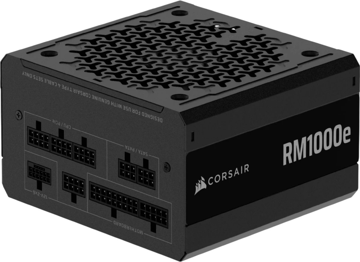 Блоки питания Corsair RM1000e RPS0217 (CP-9020297-EU), 1000W 80+ Gold (ATX, 3.1, PCIe 5.1, Full modular, 1x24(20+4)pin)