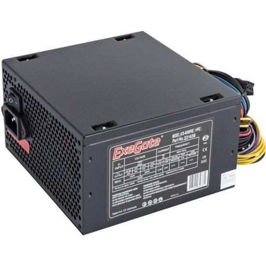 Блок питания Exegate EX221636RUS-S 400NPXE(+PFC), ATX, SC, black,12cm fan, 24p+4p, 6/8p PCI-E, 3*SATA, 2*IDE, FDD + кабель 220V с защитой от выдергива