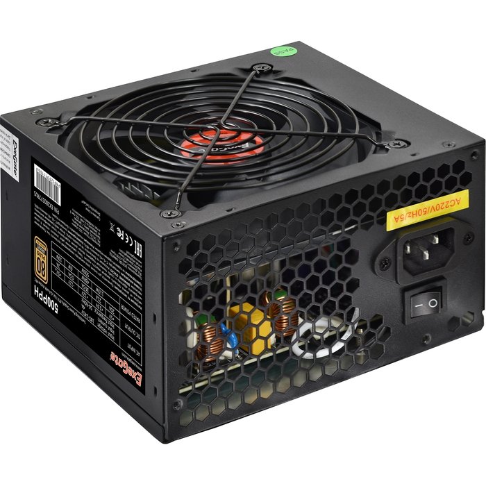 Блок питания ExeGate 500PPH EX280577RUS 500W RTL, ATX, black, 80+Bronze, APFC, 12cm, 24p, (4+4)p, 5*SATA, 3*IDE