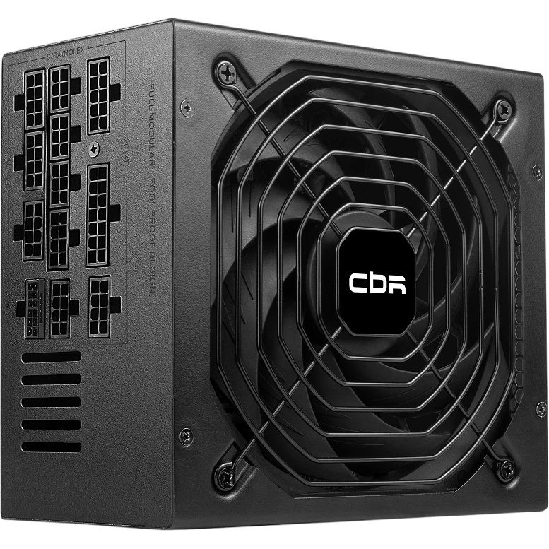 Блок питания CBR PSU-ATX850-14MG 850W, ATX, 80+ Gold, Full Modular, DC-DC, APFC, 24pin, 1*PCIE5.1(12+4pin), 2*8-pin(4+4P), 3*6+2pin, 5*SATA, 14cm fan