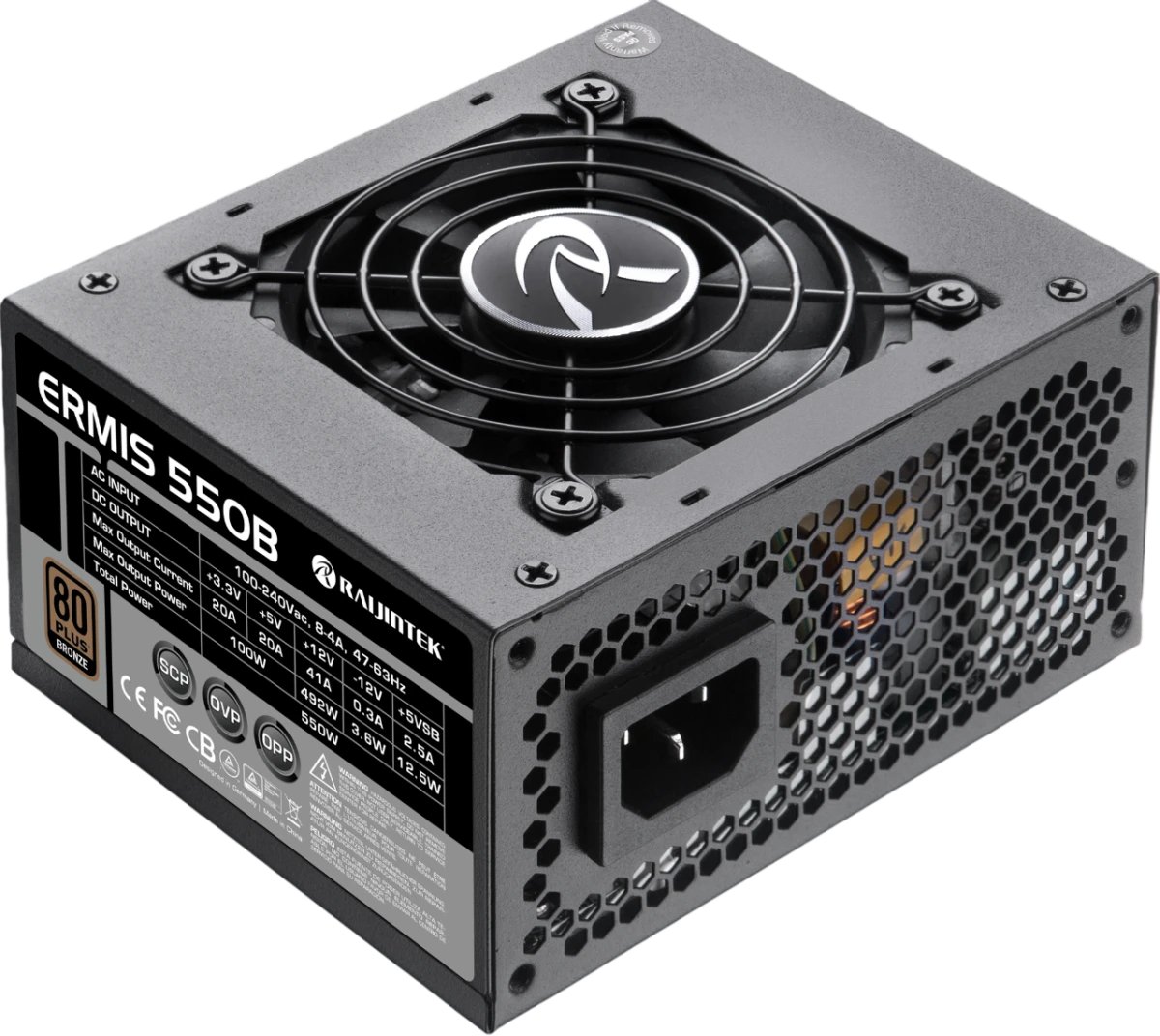 Блоки питания RAIJINTEK Ermis 550 (0R30B00002) 550W 80+ Bronze (SFX, Non-modular, 1x24(20+4)pin, 1x4+4-pin CPU, 2x6+2-pin PCIe)