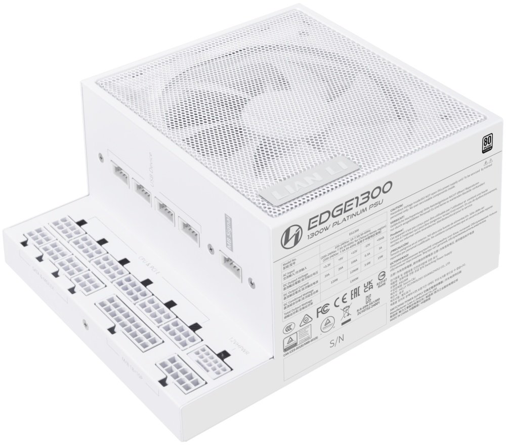 Блок питания Lian Li EG1300 (G9P.EG1300.WE00.RU) / White / ATX 3.1, 1300W, 80 Plus Platinum, PCIe 5.1, APFC, USB HUB, 120mm FDB Fan, Fully Modular