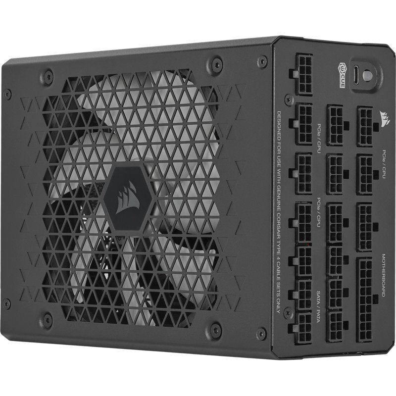 Блоки питания Corsair HX1500i (CP-9020309-EU) RPS0132, 1500W 80+ Platinum (ATX, 3.1, PCIe 5.1, Full modular, 1x24(20+4)pin)