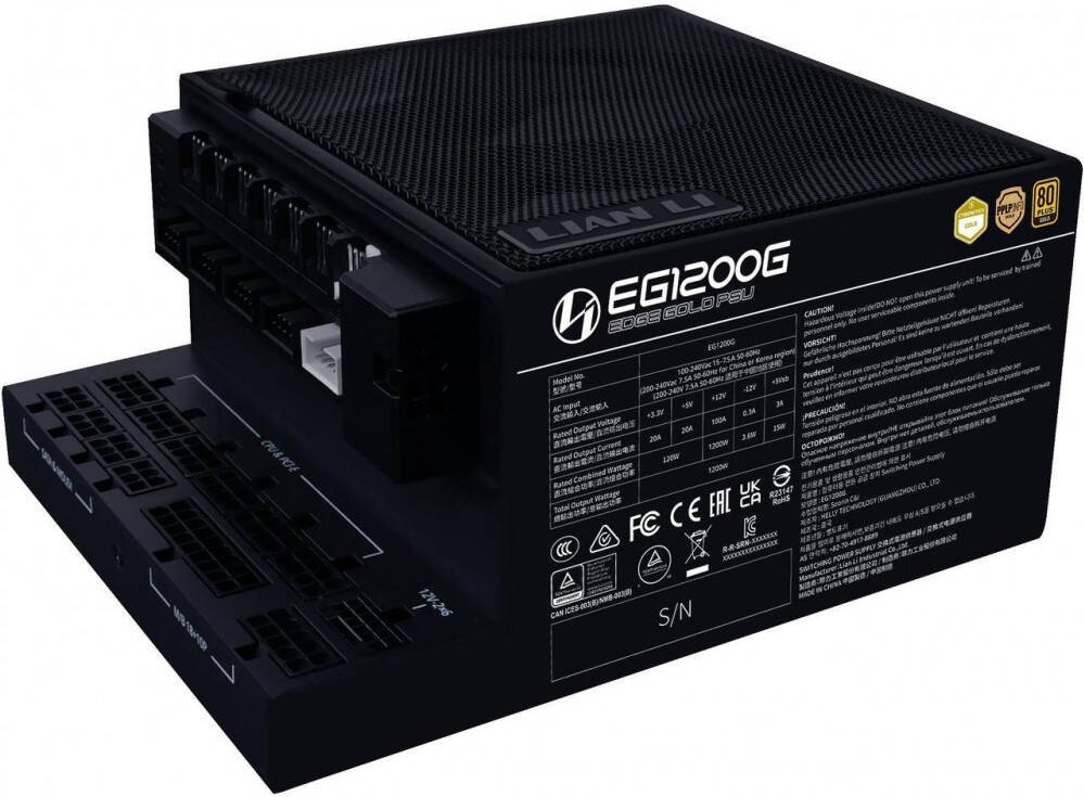 Блок питания Lian-Li Edge1200 +HUB Gen.5 (G9P.EG1200G.BH00.RU) ATX 1200W 80+ gold (20+4pin) APFC 120mm fan 12xSATA Cab Manag RTL