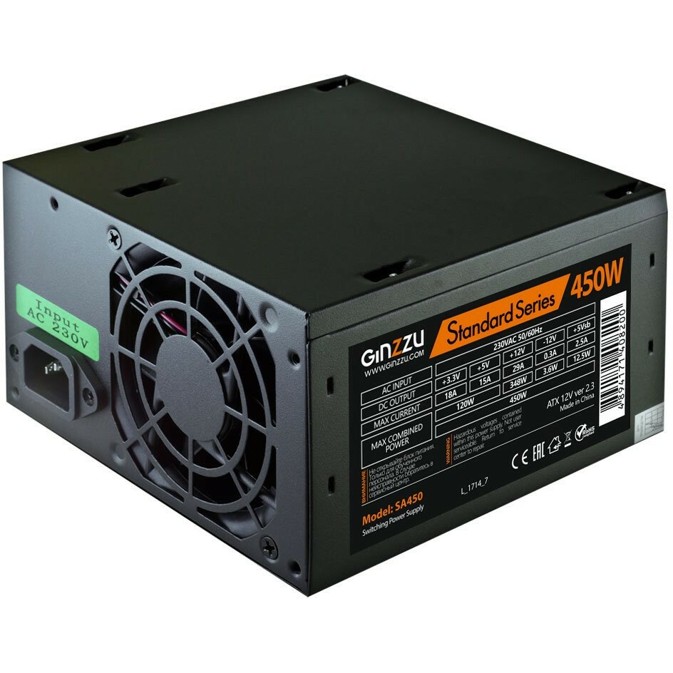 Блок питания Ginzzu SA450 (SA450) 450 Вт ATX, 80 мм