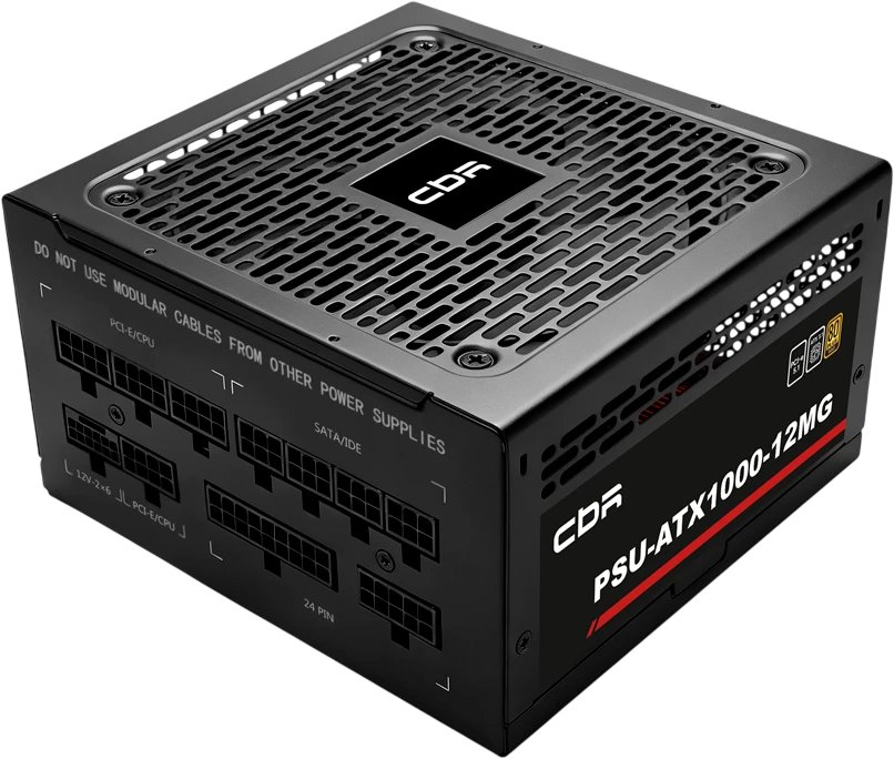 Блок питания CBR PSU-ATX1000-12MG ATX 1000W, 80+ Gold, Full Modular, DC-DC, APFC, 12cm fan, 20+4pin/1*PCIE5.1(12+4pin)/1*8+(4+4)pin/2*6+2pin