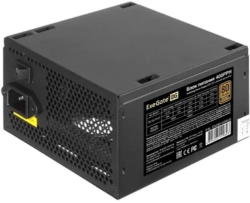 Блок питания ExeGate 400PPH EX292159RUS-S 400W (ATX, APFC, SC, КПД 88% (80 PLUS Bronze), 12cm fan, 20+4pin, 4+4pin, 2xPCI-E, 5xSATA, 3xIDE