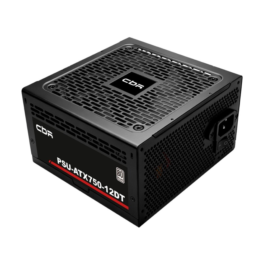 Блок питания CBR PSU-ATX750-12DT ATX 750W, 80+ White, APFC, 12cm fan, 20+4pin/1*8+(4+4)pin/4*6+2pin/2*IDE/6*SATA, 1.5м кабель питания, чёрный