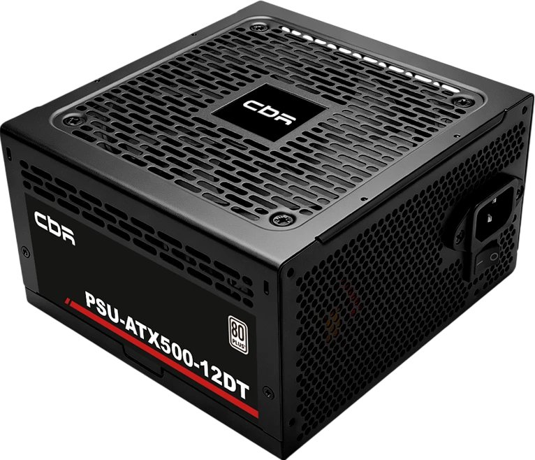 Блок питания CBR PSU-ATX500-12DT ATX 500W, 80+ White, APFC, 12cm fan, 20+4pin/1*8+(4+4)pin/2*6+2pin/2*IDE/4*SATA, 1.5м кабель питания, чёрный