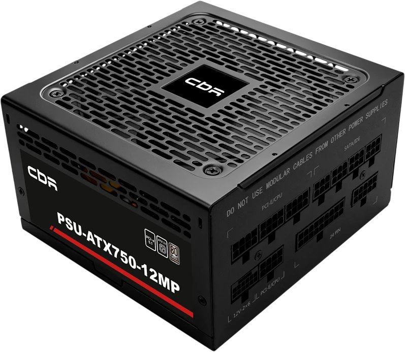Блок питания CBR PSU-ATX750-12MP ATX 750W, 80+ Platinum, Full Modular, DC-DC, APFC, 12cm fan, 20+4pin/1*PCIE5.1(12+4pin)/2*4+4pin/4*6+2pin